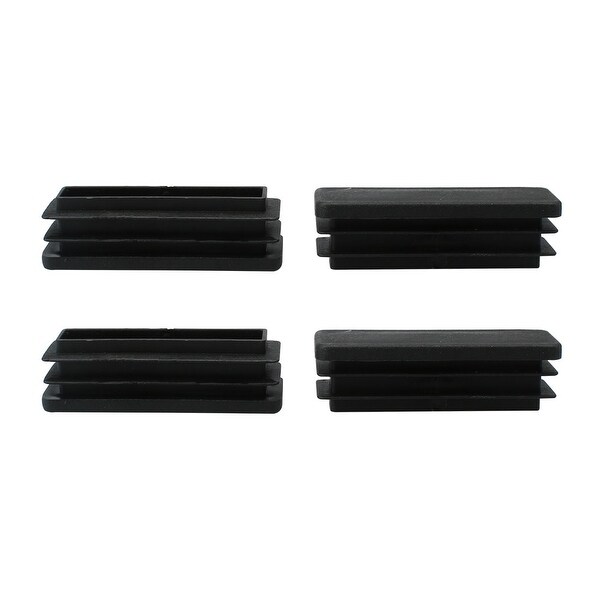 4pcs 15 x 50mm Plastic Rectangle Ribbed Tube Inserts End Cover Cap Furniture Glide Chair Feet Floor Protector