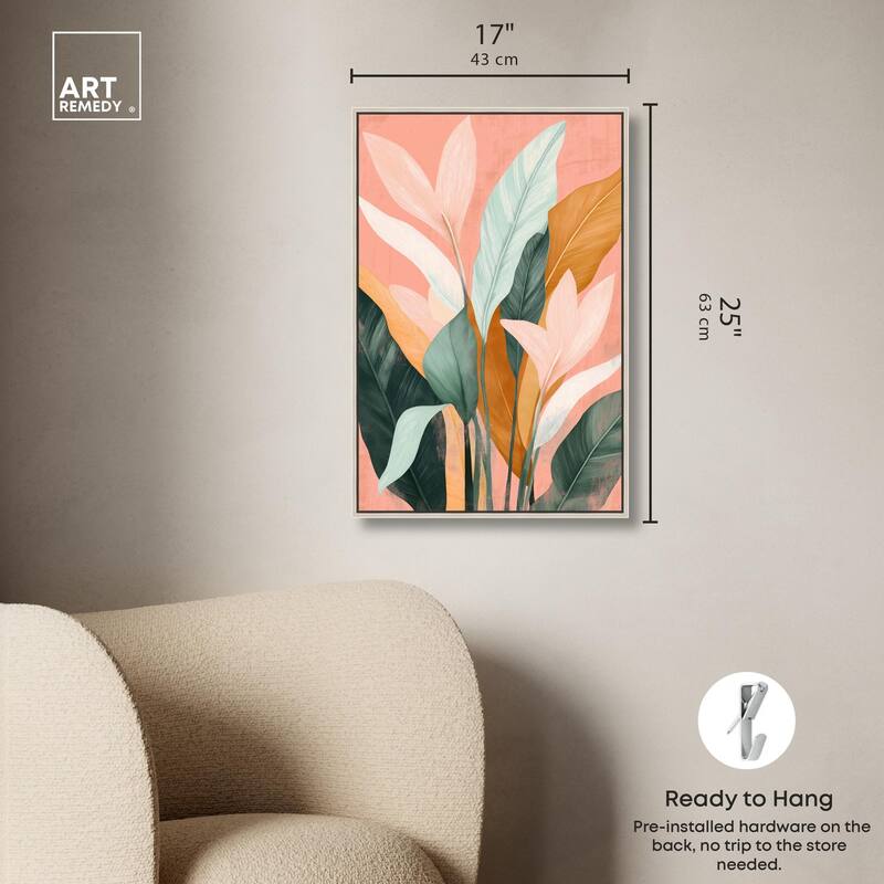 Peach and Palm Canvas by Art Remedy