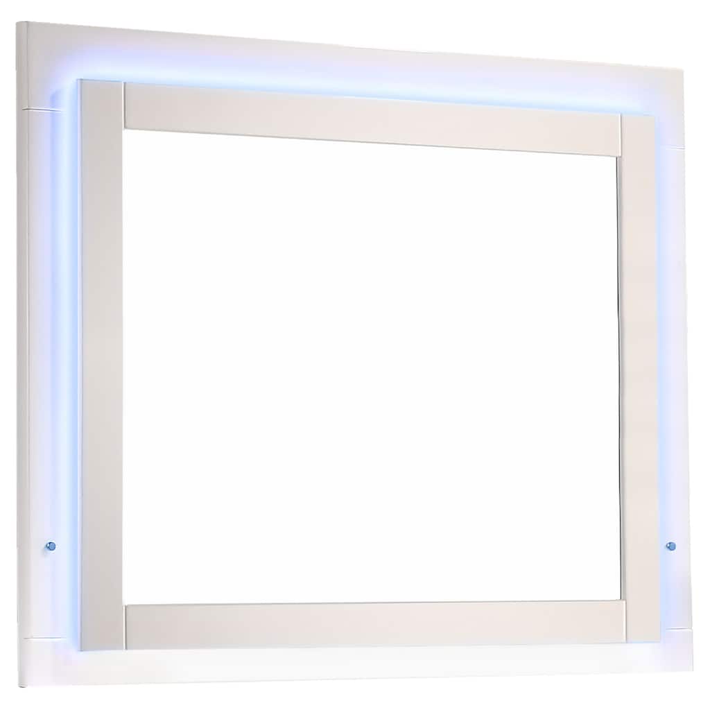 Sok LED Dresser Mirror, White High Gloss Finish, Rectangular 37 Inch