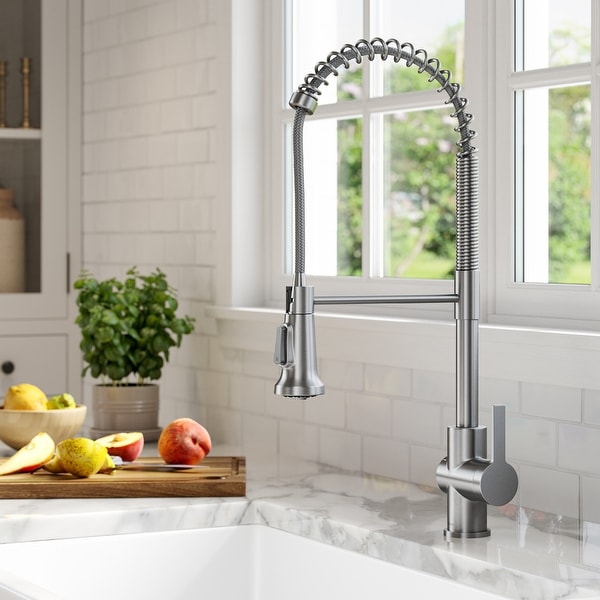 Kraus Britt Commercial 3-Function 1-Handle Pulldown Kitchen Faucet. Opens flyout.