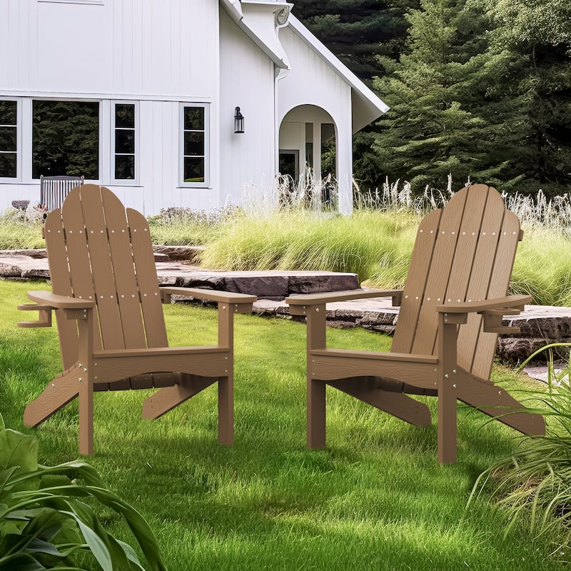 Plastic Poly Weather Resistant Outdoor Patio Adirondack Chair 2-Pack - 35"D x 30"W x 36.2"H