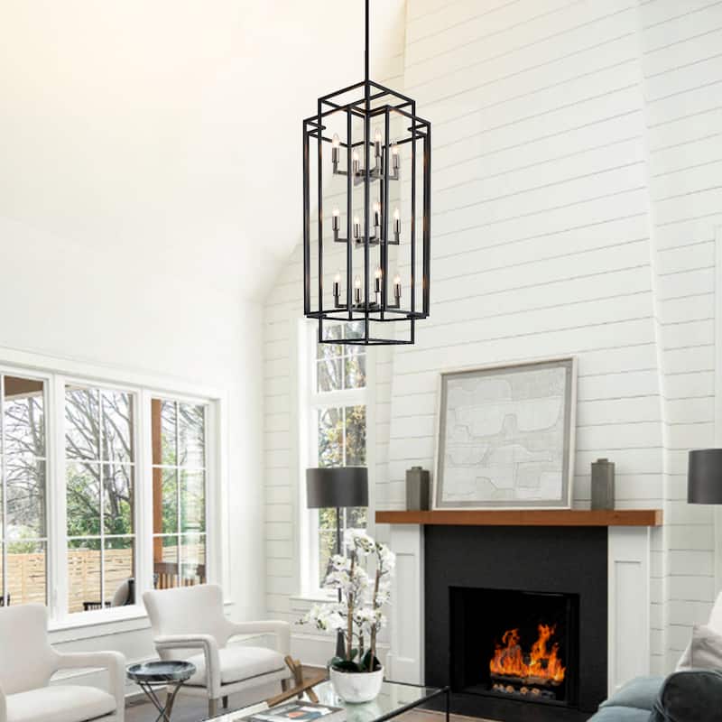 Luxury Modern Cage Tiered Chandelier -- 12-light - N/A