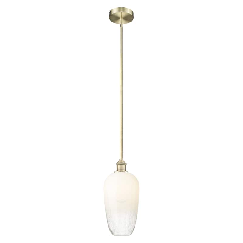 Innovations Lighting Endless Possibilities Edison - Brookhaven Flute - 1 Light 7" Stem Hung Mini Pendant - Antique Brass/Opal