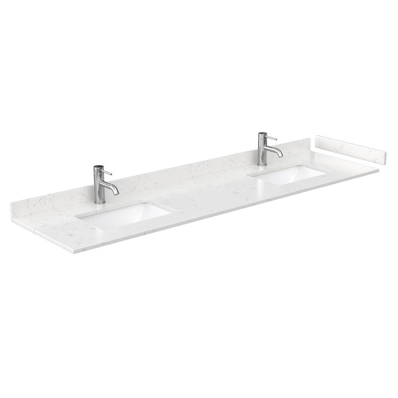 Daria 80 Inch Double Vanity, Cultured Marble Top, 70 Inch Mirror