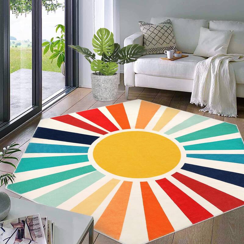 Garvee Rainbow Sol Kids Area Rug