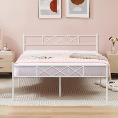 Javlergo Modern Metal Platform Bed Frame with Headboard, No Box Spring Needed, Easy Assembly