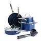 preview thumbnail 1 of 8, Blue Diamond Toxin-Free 10 Piece Ceramic Non Stick Cookware Set