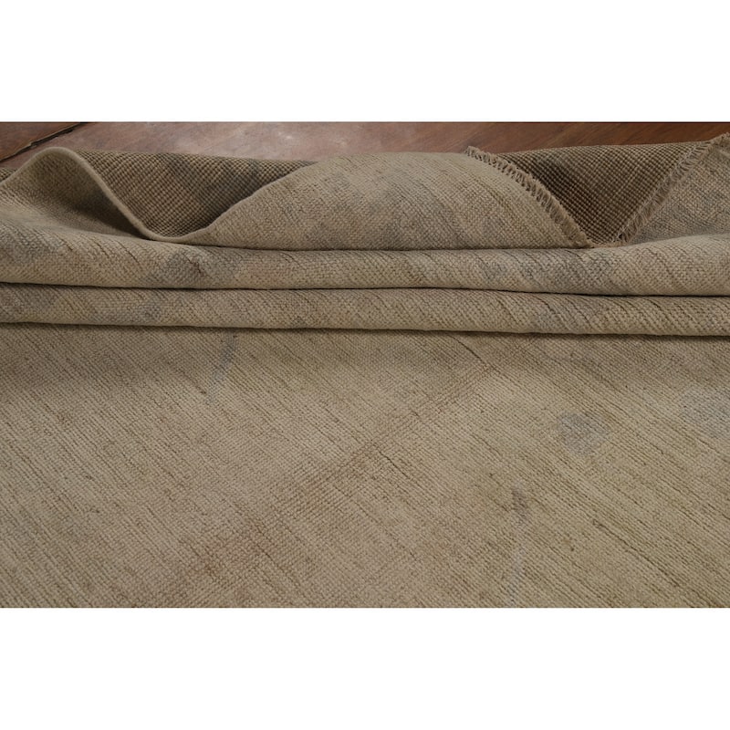 Hand Knotted Oriental 100% Wool Carpet Transitional All-Over Beige & Ivories Oushak Area Rug - 11' 11'' X 9' 5''