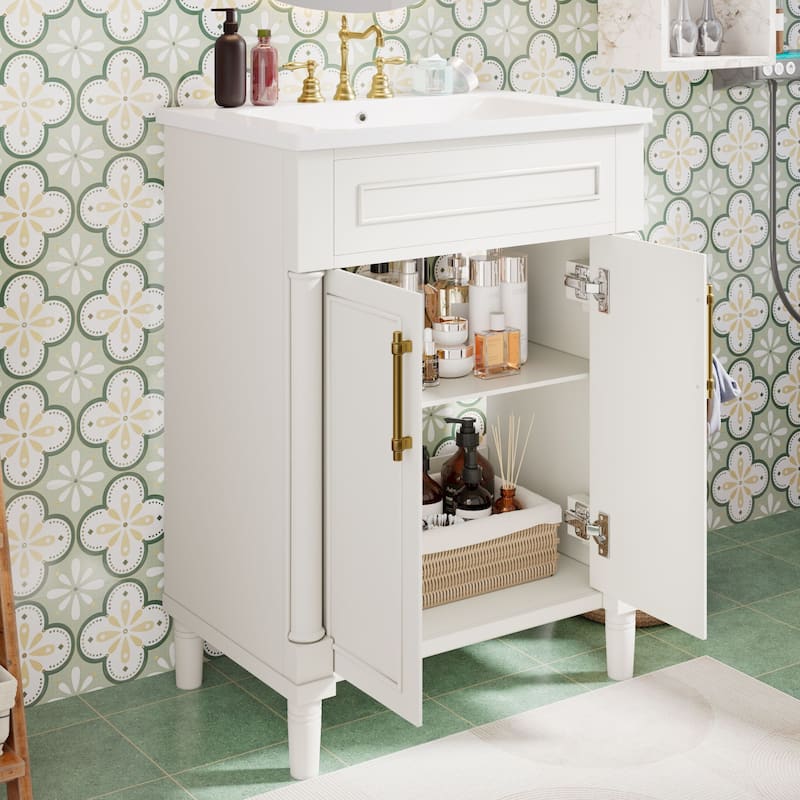 24" Bathroom Vanity with Integrated Ceramic Sink