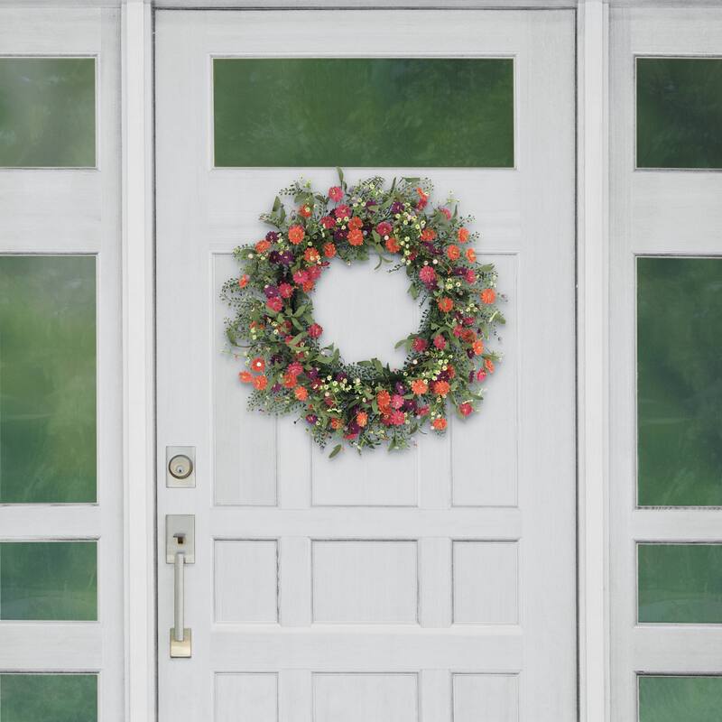 Puleo International 30" Artificial Daisy Floral Spring Wreath