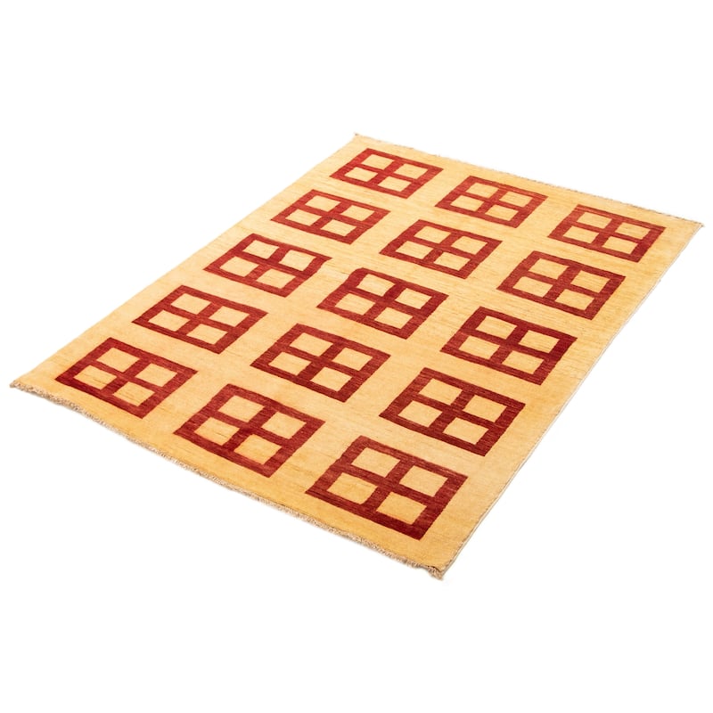 ECARPETGALLERY Hand-knotted Peshawar Ziegler Tan Wool Rug - 4'9 x 6'7