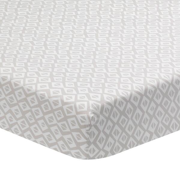 slide 2 of 5, Lambs & Ivy Signature Tribal Geo Taupe/White Organic Cotton Fitted Crib Sheet