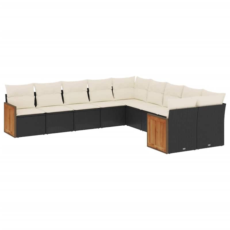 vidaXL Patio Sofa Set with Cushions Outdoor Conversation Furniture Poly Rattan