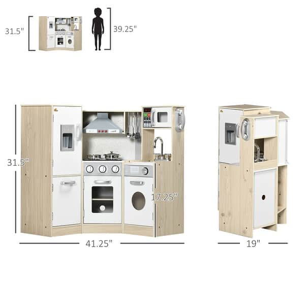 Ultra-Big Corner Kids Kitchen Playset, Imaginative Pretend Toy for Ages 3-6 with Phone, Ice Maker