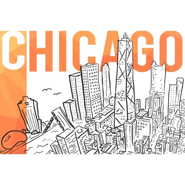 Shop Chicago Illinois Modern Line Drawing Lantern Press Artwork Art Print Multiple Sizes Available 9 X 12 Art Print Overstock 27927153