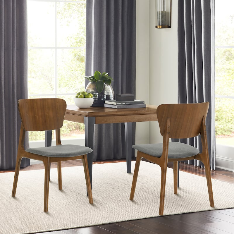 Kalia Mid-Century Modern Upholstered Wood Dining Chairs - Set of 2 - Charcoal