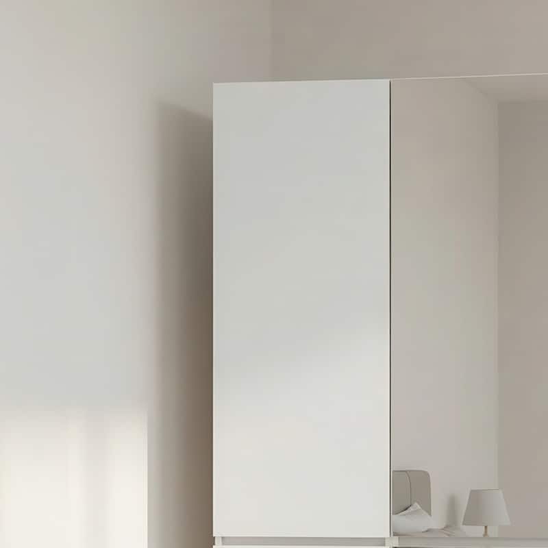 Elise Modular Wood Closet System with Mirror in White - 31.4"D x 17.72"W x 70.9"H