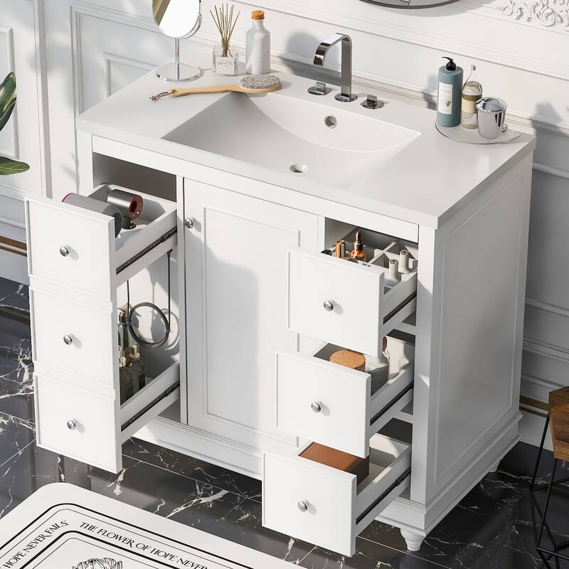 36" Gray Bathroom vanity - White - with Sink