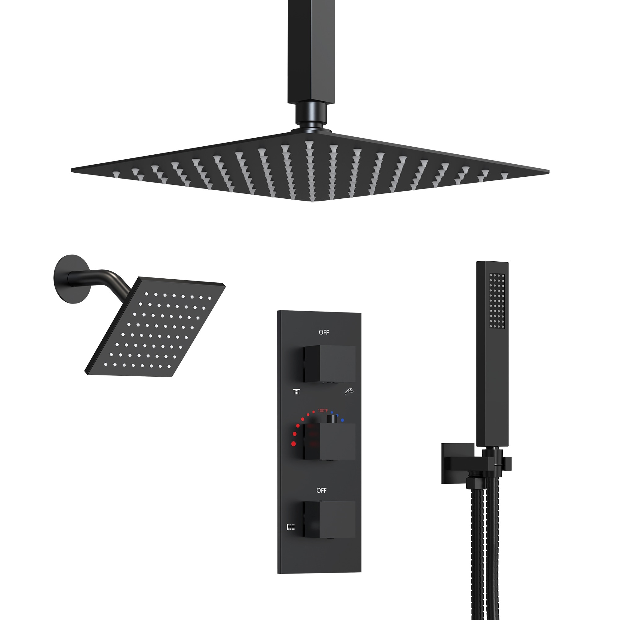 12" and 6" Dual Shower Heads With Themostatic Rough in-Valve