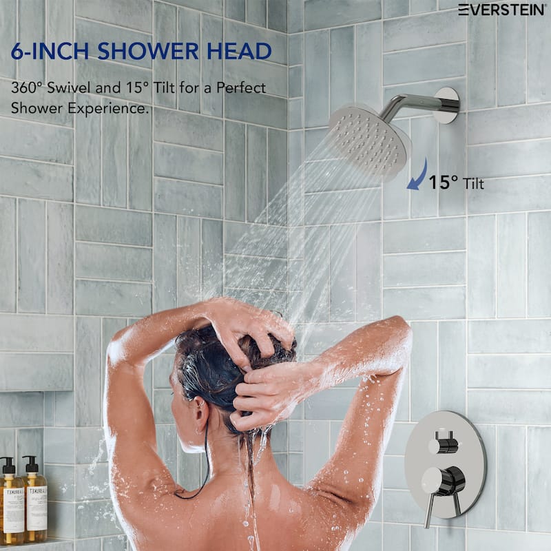 6" Dual-Function Tub and Shower Faucet Set, Modern Tub And Shower Trim Kit Valve Included
