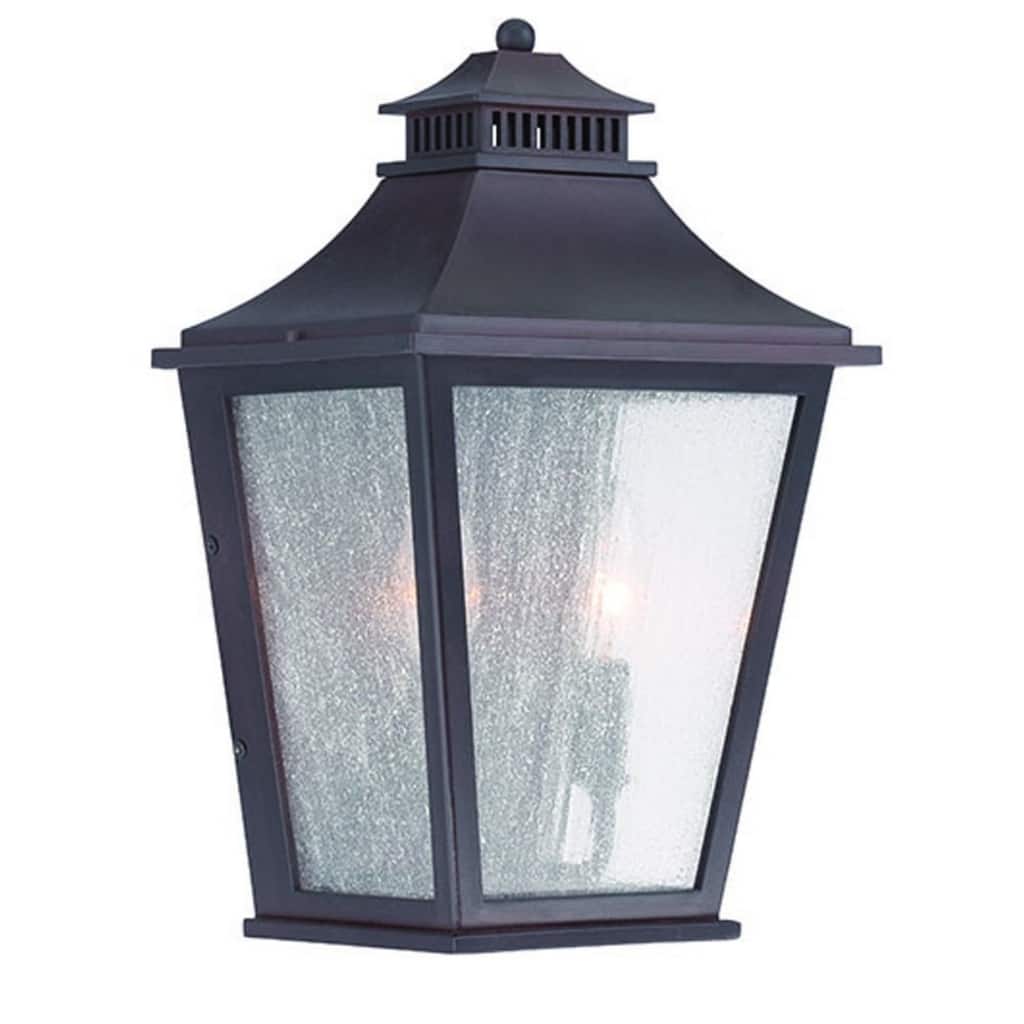 Antique Brass Glass Flush Mount Wall Light with Steel Accents 2-Light - 7” x 9” x 14.5” (D x W x H)