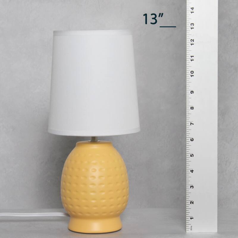 Petite Dimpled Ceramic Table Lamp with Tapered Shade - 12.5" - Yellow