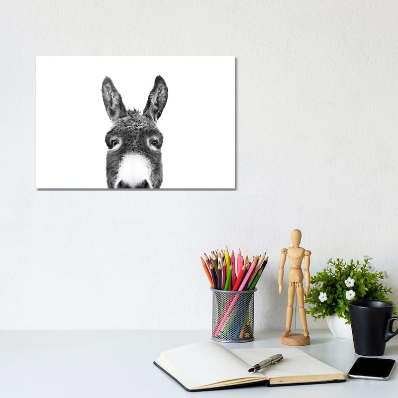 iCanvas "Peeking Donkey In Black & White" by Sisi & Seb Canvas Print - 8x12x0.75