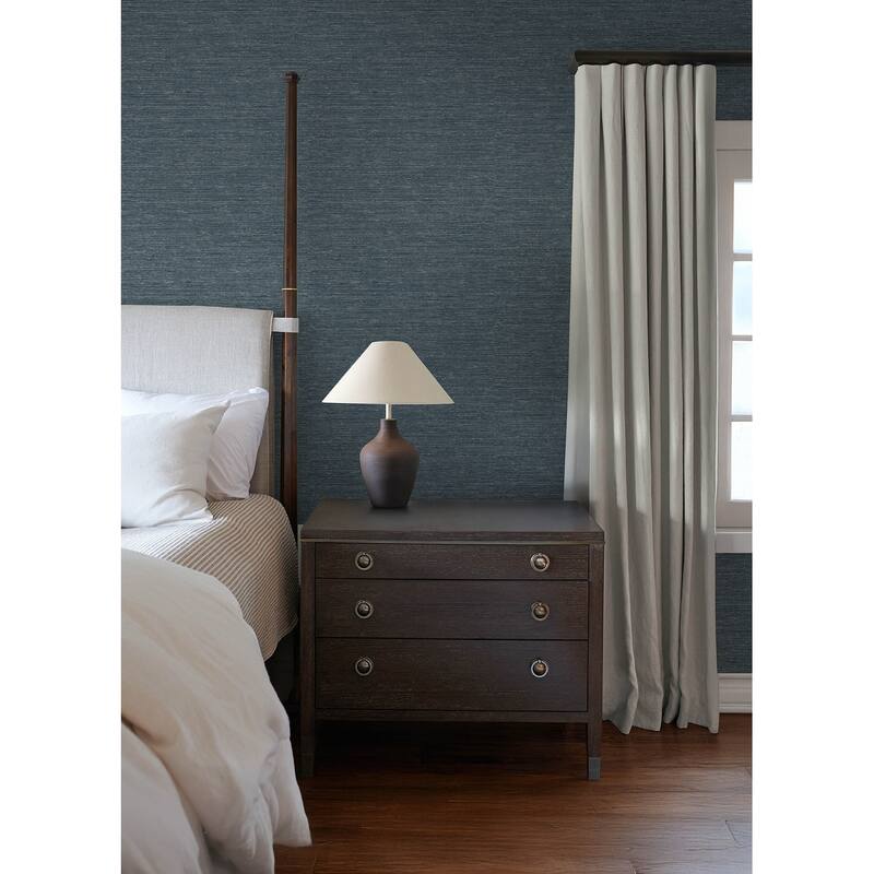 Chris Loves Julia x A-Street Prints Roderick Dark Blue Textured Wallpaper
