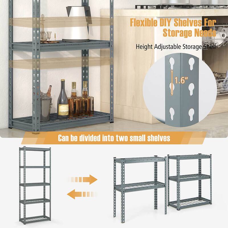 Gymax 2 PCS 5-Tier Metal Shelving Unit Heavy Duty Wire Storage Rack