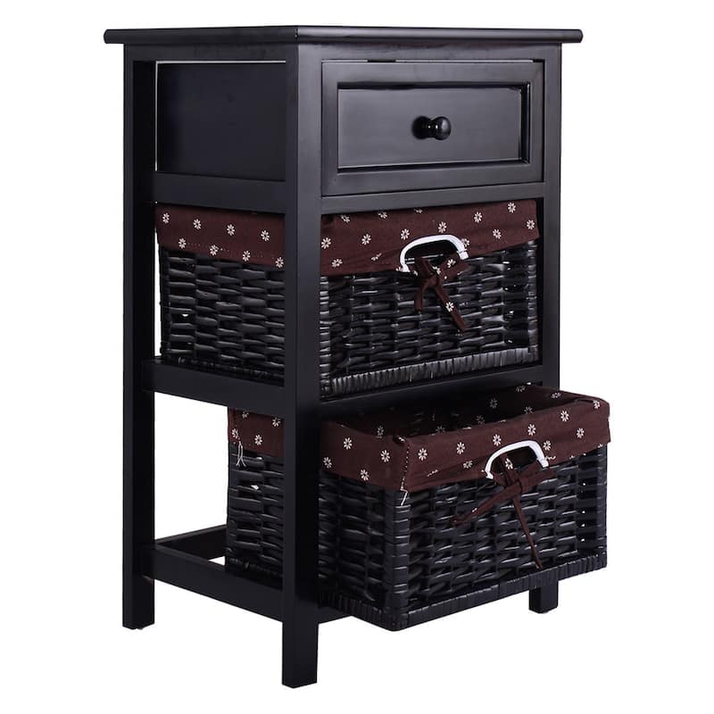 Costway Set OF 2 Night Stand 3 Tier 1 Drawer Bedside End Table
