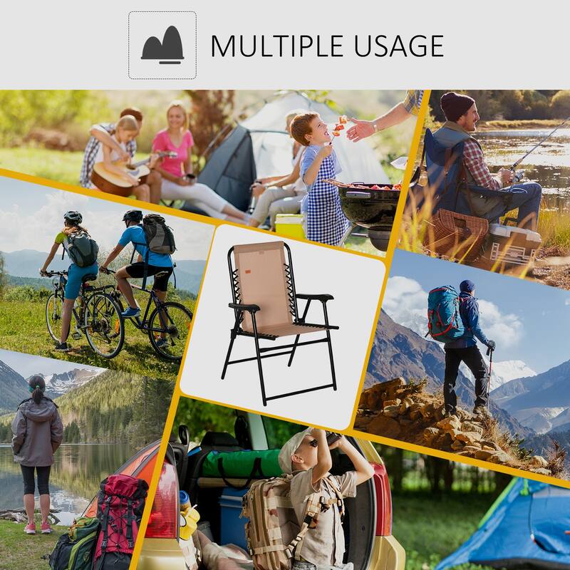 Outsunny Patio Folding Dining Chair, Outdoor Portable Armchair, Lawn Chair for Camping, Pool, Beach, or Deck