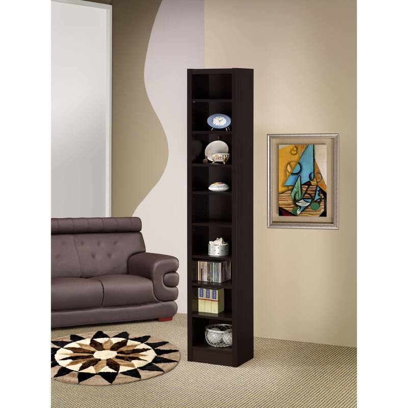 Modern 71-inch 9-shelf Bookcase Brown Cappuccino Home Office Furniture