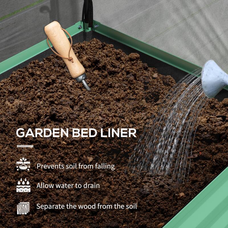 Outsunny Raised Garden Bed with Cover and Storage Shelf, Rectangular Metal Elevated Planter Box