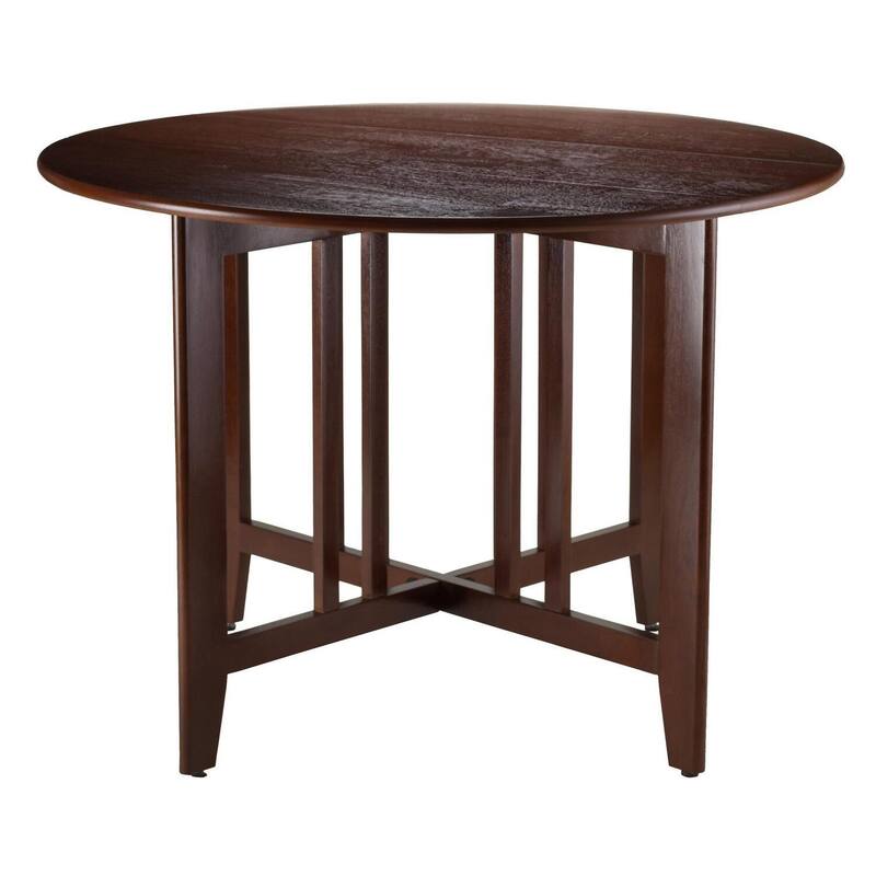 Round Drop Leaf Table - Walnut Finish, 42 Inch Dining Table, Mission Style Table, Solid Wood Table