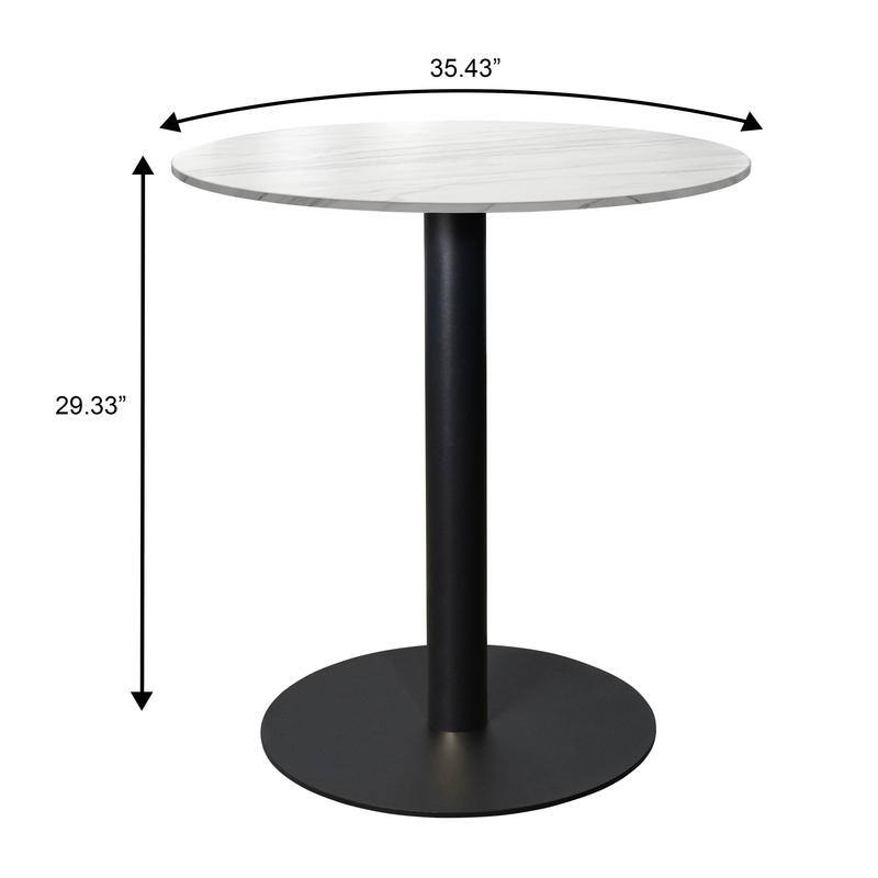 Vail Round Dining Table 36 in. Sintered Stone Tabletop in Black Stainless Steel Round Pedestal Base for Kitchen and Dining Room
