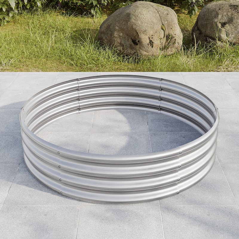 GDFStudio - Tall Round Metal Raised Garden Bed for Vegetables, Flowers, Herbs, and Fruits, Outdoor Backyard Patio Planter Box