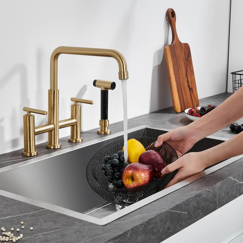 Clihome Morden Stainless Kitchen Bridge Faucet with Sprayer