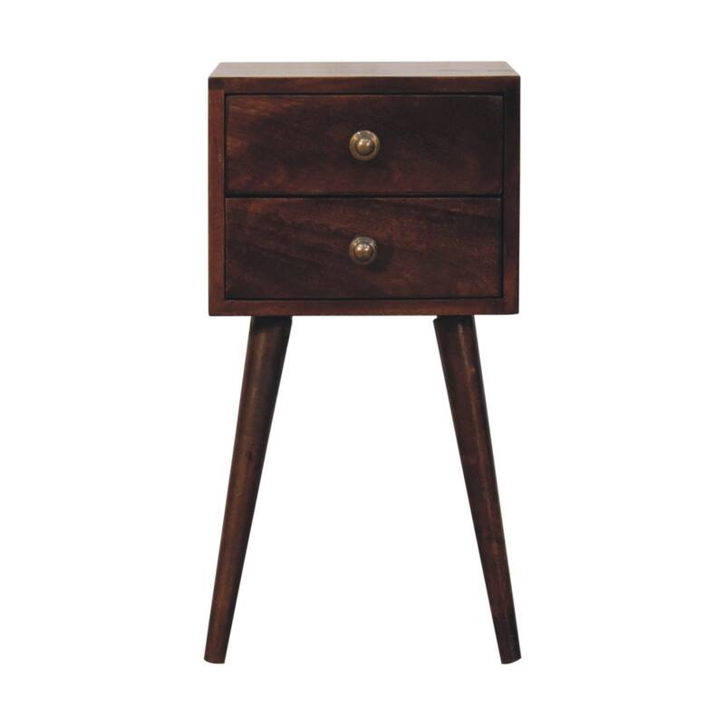 HomeRoots 22" Walnut Solid Wood Square Two Drawer Nightstand