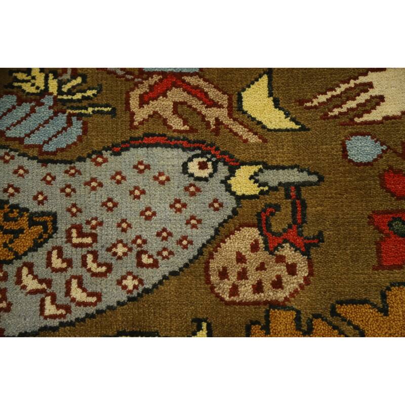 Hand Knotted Oriental 100% Wool Carpet Traditional All-Over Green Ziegler Area Rug - 9' 11'' X 7' 10''