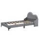preview thumbnail 7 of 10, Grey Twin Size Upholstered Platform Bed with Cloud-Shaped Headboard Wooden Bed Frame No Box Spring Required Easy Assembly