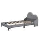 preview thumbnail 19 of 22, Twin Size Upholstered Platform Bed with Cloud-Shaped Headboard