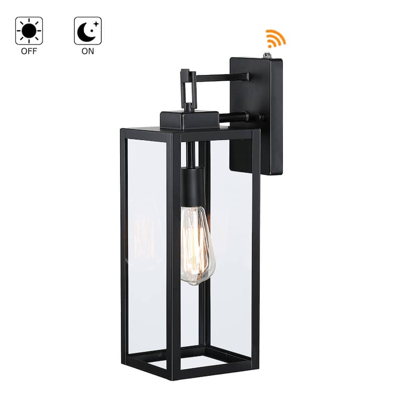 2-pack 1-Light 18 inch Matte Black Outdoor Wall Lantern with Clear Glass Shade(dusk to dawn could be chosen)