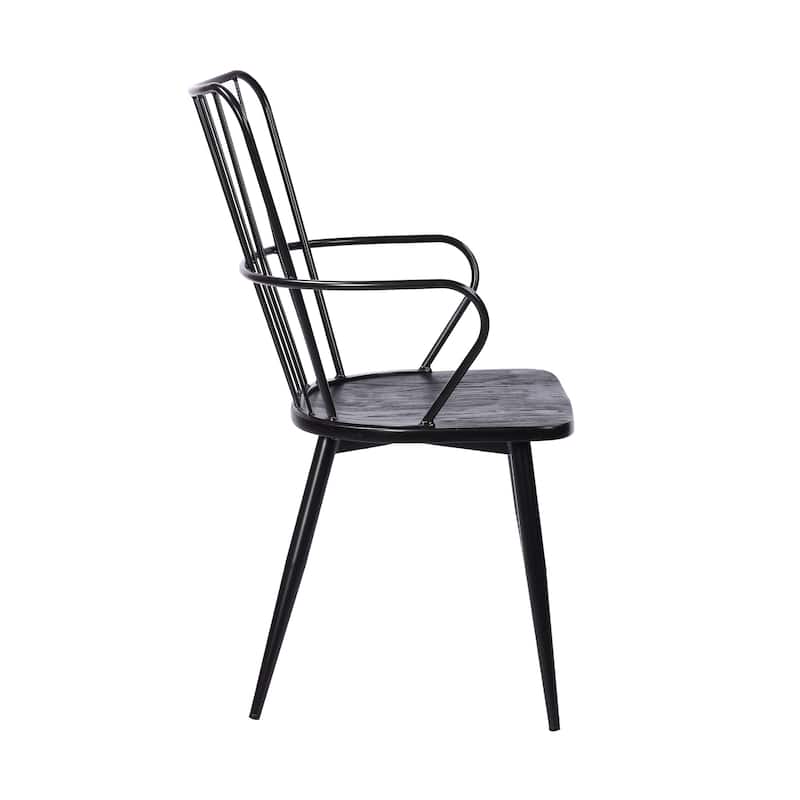 Parisa Modern Farmhouse High Spindle Back Windsor Dining Chair with Arms