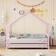preview thumbnail 36 of 81, Metal house bed with trundle Pink - Full