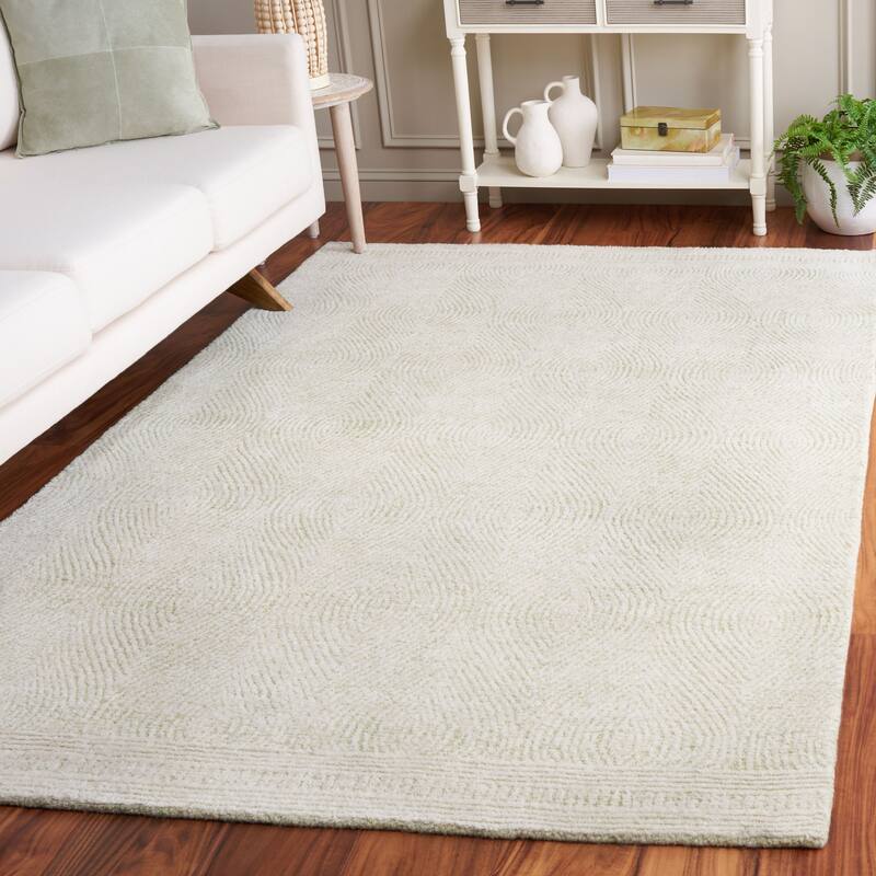 SAFAVIEH Handmade Abstract Leonide Modern Wool Rug - 3' x 5' - Green/Ivory