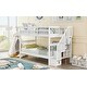 preview thumbnail 13 of 11, Contemporary Design Wood Bunk Bed with Staircase, Sturdy and Durable Frame, Maximized Storage Space, White