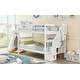 preview thumbnail 25 of 36, Contemporary Modern Style Twin Over Twin Bunk Bed with Storage Staircase,Solid Wood Bed with Full-Length Guardrail