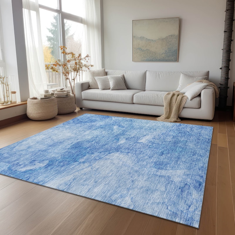 Machine Washable Indoor/ Outdoor Chantille Abstract Watercolor Rug