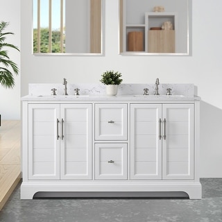 Vanity Art 60" Double Sink Bathroom Vanity with Top & Backsplash