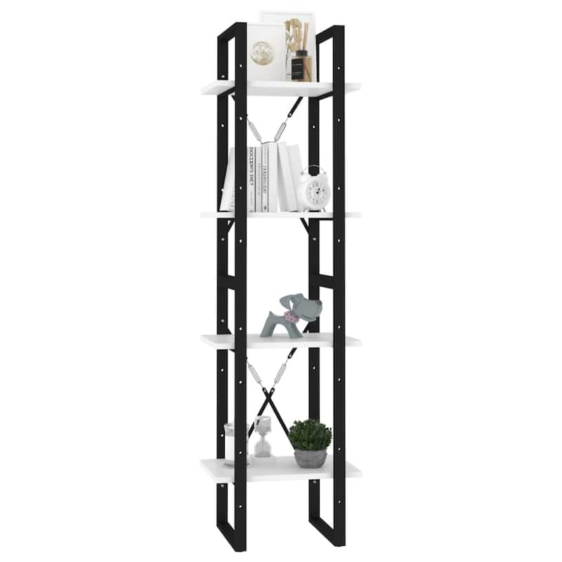 vidaXL 4-Tier Book Cabinet White 15.7"x11.8"x55.1" Chipboard - 15.7" x 11.8" x 55.1" - 15.7" x 11.8" x 55.1"